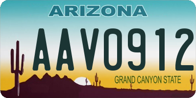 AZ license plate AAV0912