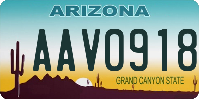 AZ license plate AAV0918