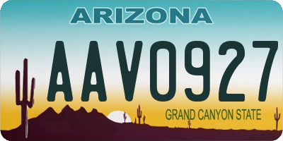 AZ license plate AAV0927