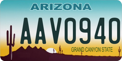 AZ license plate AAV0940