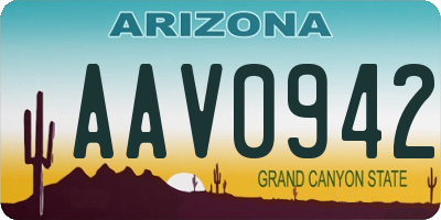 AZ license plate AAV0942