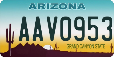 AZ license plate AAV0953