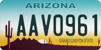 AZ license plate AAV0961