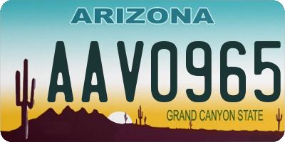 AZ license plate AAV0965