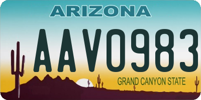 AZ license plate AAV0983