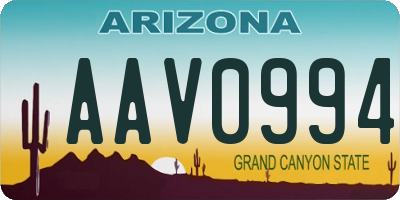 AZ license plate AAV0994