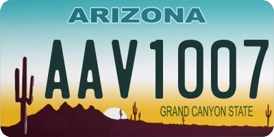 AZ license plate AAV1007