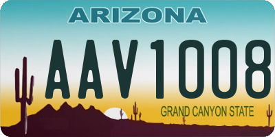 AZ license plate AAV1008