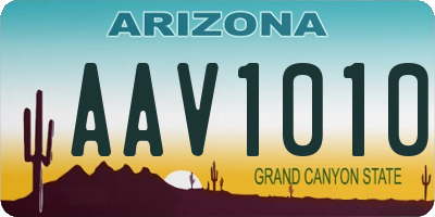 AZ license plate AAV1010