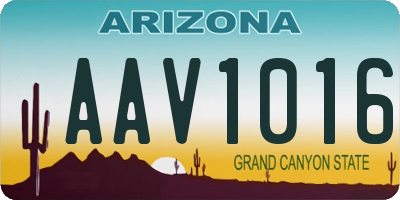 AZ license plate AAV1016