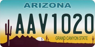AZ license plate AAV1020