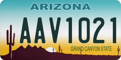 AZ license plate AAV1021