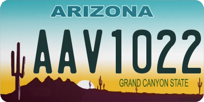 AZ license plate AAV1022