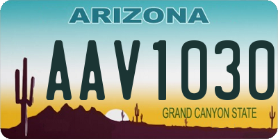 AZ license plate AAV1030