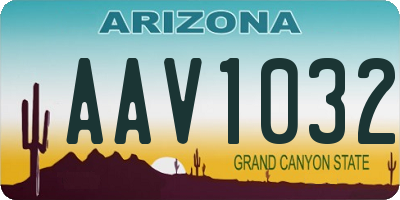 AZ license plate AAV1032