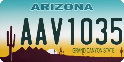 AZ license plate AAV1035
