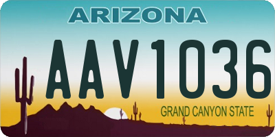 AZ license plate AAV1036