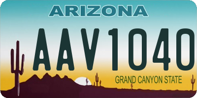 AZ license plate AAV1040