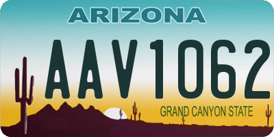 AZ license plate AAV1062