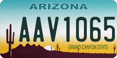 AZ license plate AAV1065