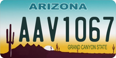 AZ license plate AAV1067