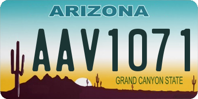 AZ license plate AAV1071