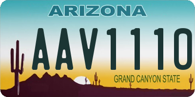 AZ license plate AAV1110