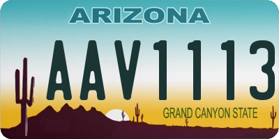 AZ license plate AAV1113