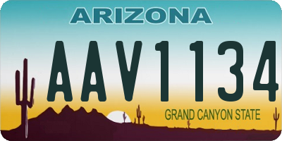 AZ license plate AAV1134