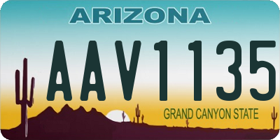 AZ license plate AAV1135