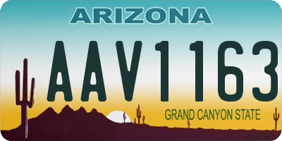 AZ license plate AAV1163