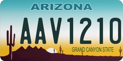 AZ license plate AAV1210