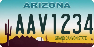 AZ license plate AAV1234