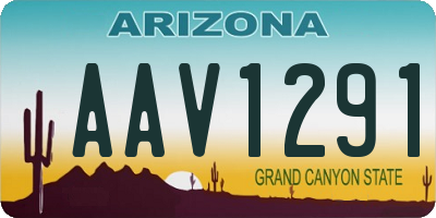 AZ license plate AAV1291