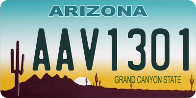 AZ license plate AAV1301