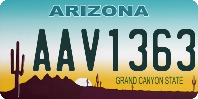 AZ license plate AAV1363
