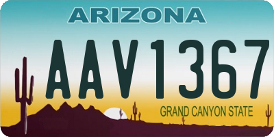 AZ license plate AAV1367