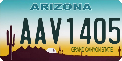 AZ license plate AAV1405