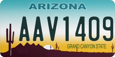 AZ license plate AAV1409