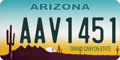 AZ license plate AAV1451