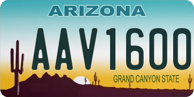 AZ license plate AAV1600