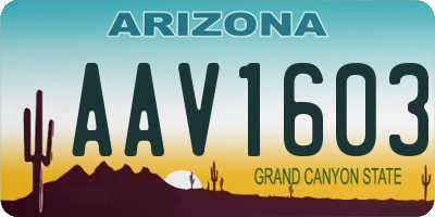 AZ license plate AAV1603