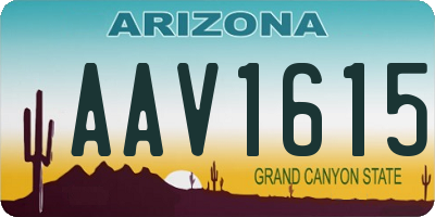 AZ license plate AAV1615