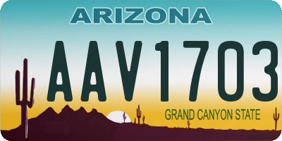 AZ license plate AAV1703