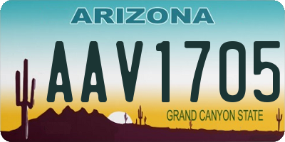 AZ license plate AAV1705