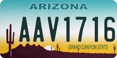 AZ license plate AAV1716