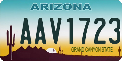AZ license plate AAV1723