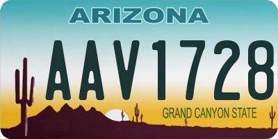 AZ license plate AAV1728
