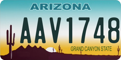 AZ license plate AAV1748