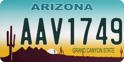 AZ license plate AAV1749